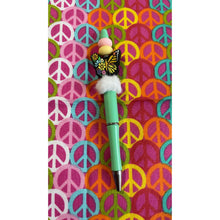 Load image into Gallery viewer, Mint Green beaded pen with butterfly Custom Handmade Beaded Pen