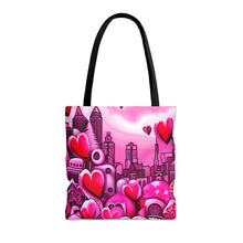 Load image into Gallery viewer, City of Love the Pink Heart Series #17 Tote Bag AI Artwork 100% Polyester