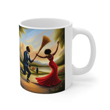Load image into Gallery viewer, Traditional African American Culture Red Dress Bride and Groom Jumping the Broom Ceremony Ceramic Mug 11oz