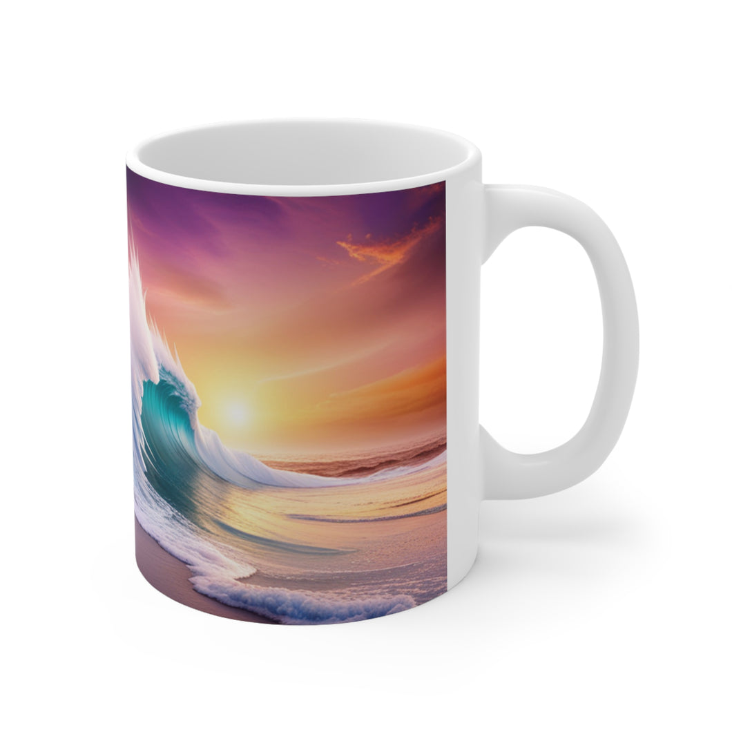 Pastel Sea-life Sunset Shore Ceramic Mug 11oz mug AI Artwork