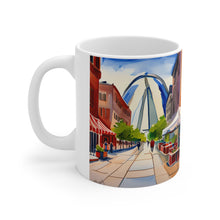 Load image into Gallery viewer, At the Cafe Saint Louis Arch #28 Mug 11oz mug AI-Generated Artwork