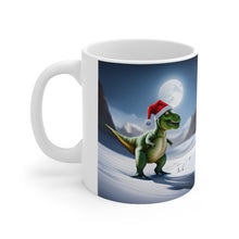 Load image into Gallery viewer, Dinosaur Raptor Rocks Christmas Santa Red Hat Ceramic Mug 11oz #8 Mirrored Images