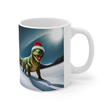 Load image into Gallery viewer, Personalized Dinosaur Raptor Rocks Christmas Santa Red Hat Ceramic Mug 11oz Design #6 Custom
