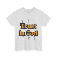 Load image into Gallery viewer, Trust in God Cross Gold Tee Unisex Design Message Bubble