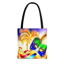 Load image into Gallery viewer, Mardi Gras Ribbon Mask #3 Tote Bag AI Artwork 100% Polyester