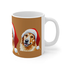 Load image into Gallery viewer, Fancy Golden Retriever #1 Trio Christmas Vibes Ceramic Mug 11oz Design Tan