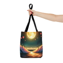 Load image into Gallery viewer, Full Moon Light Hearts Red Skies Series #5 Tote Bag AI Artwork 100% Polyester