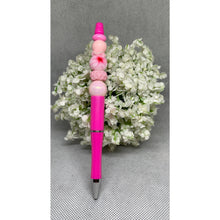 Load image into Gallery viewer, Pink Rose Black Shades of Pink Beaded Pens – Handmade Gifts