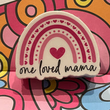 Load image into Gallery viewer, Mother's Day Mama Stickers - One Loved Mama Pink Rainbow 2.0" x 1.6" Die Cut
