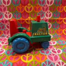 Load image into Gallery viewer, Vtg Playmates Farm Red & Green Tractor 4" X 3" W/ Sticker Old Mcdonalds