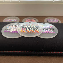 Load image into Gallery viewer, Inspirational Acrylic Keychains for Women | Motivational Messages with UV Stickers & Tassel 2" Circle