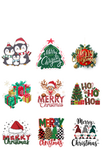 Load image into Gallery viewer, Merry Christmas Happy Holidays Vinyls Stickers Sheet 9 images Glossy Fishing 4.5" x 6.5" Handmade