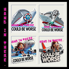 Load image into Gallery viewer, Hang in There - Could Be Worse Faith-Based 3" Vinyl Stickers for Scrapbooking & Journaling