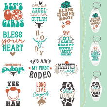 Load image into Gallery viewer, Cowgirl Rodeo Texas Motel Keychains – Southern Charm for Modern Adventures T1-T12