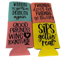 Load image into Gallery viewer, Girls Night Can Beverage Holders 4-pack Sips Getting Real Polyurethane Foam & Polyester