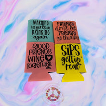 Load image into Gallery viewer, Girls Night Can Beverage Holders 4-pack Sips Getting Real Polyurethane Foam & Polyester