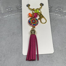 Load image into Gallery viewer, Gold Keyring with Enamel Charm, Tassel & Beads – Stylish & Unique design by Groovy61Vibes