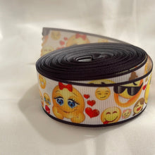 Load image into Gallery viewer, Yellow Emotions Emoji Inspired 1" Ribbon 3 yards for hair bows & Crafts