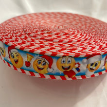 Load image into Gallery viewer, Holiday Emotions & Expressions Emoji Santa Inspired 7/8" Grosgrain Craft Ribbon