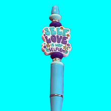 Load image into Gallery viewer, Self-love is not selfish Beaded Pens – Unique Handmade Gifts for Birthdays, Holiday & Everyday Inspiration | Ink Refill | Affordable