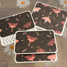 Load image into Gallery viewer, Floral Moon Butterflies Foldover Unique Handmade Greeting Cards & Notecards Blank inside with Envelope