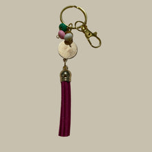 Load image into Gallery viewer, Handmade Gold Keyring with Fancy Enamel Charm, Tassel & Beads – Stylish & Unique by Groovy61Vibes