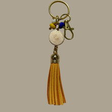 Load image into Gallery viewer, Handmade Gold Keyring with Enamel Charm, Tassel & Beads – Stylish & Unique by Groovy61Vibes