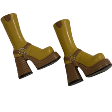 Load image into Gallery viewer, MGA Bratz Doll Meygan Express it Tan & Brown Platform Boot Brown Sole, Buckle High Tops (Pre-owned)