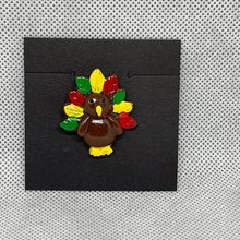 Load image into Gallery viewer, Thanksgiving Turkey Resin Pinback Cabochons Brooch Lapel Pin 1"