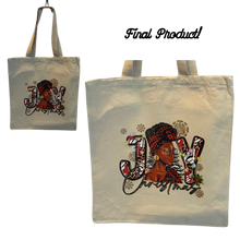 Load image into Gallery viewer, Christmas Joy Melanin Sunglasses Design Trendy Canvas Tote Bag Customizable Iron-On Graphic