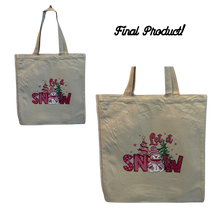 Load image into Gallery viewer, Let it Snow Design Trendy Canvas Tote Bag Customizable Iron-On Graphic