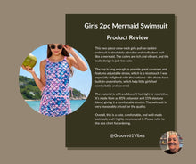 Load image into Gallery viewer, Mermaid Swimsuit for Girls Size 7-8 Adjustable Strap Drawstring Tankini Bathing Suits with Pocket Boyshorts Summer Modest Beach Swimwear Sets