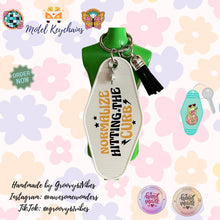 Load image into Gallery viewer, Groovy Peace Driving Motel Keychains – Retro Charm for Modern Adventures (DR1-DR12)