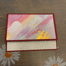 Load image into Gallery viewer, Pink Splash Unique Handmade Greeting Cards Notecards Blank inside with Envelope