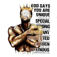 Load image into Gallery viewer, God Says You Are Unique Male Scripture Design Trendy Iron-on Heat Transfer