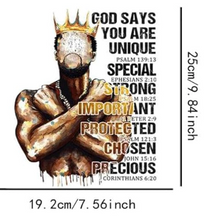 Load image into Gallery viewer, God Says You Are Unique Male Scripture Design Trendy Iron-on Heat Transfer