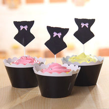 Load image into Gallery viewer, Bridal Shower Swiming Suit Cupcake Wrappers and Picks for Bridal Party Decorations (Set of 12)
