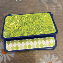 Load image into Gallery viewer, Batik Floral & Diamonds Navy Unique Handmade Greeting Cards & Notecards Blank inside with Envelope
