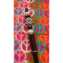 Load image into Gallery viewer, Black and white checkered glass Custom Handmade Beaded Pen