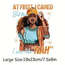 Load image into Gallery viewer, At First I Cared but Then Design Trendy Canvas Tote Bag Customizable Iron-On Graphic