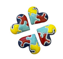 Load image into Gallery viewer, Autism Awareness Heart Puzzle Resin Flatback Cabochons Crafts Hair bows (Set of 4)