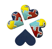 Load image into Gallery viewer, Autism Awareness Heart Puzzle Resin Flatback Cabochons Crafts Hair bows (Set of 4)