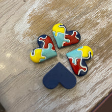Load image into Gallery viewer, Autism Awareness Heart Puzzle Resin Flatback Cabochons Crafts Hair bows (Set of 4)