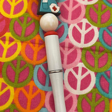 Load image into Gallery viewer, Nurse beaded pen with blue Custom Handmade Beaded Pen