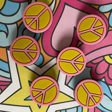 Load image into Gallery viewer, Pink Yellow Peace - Retro 70s Boho Wish for Peace Groovy Hippie Shoe Charm