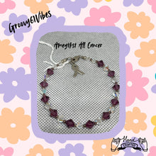 Load image into Gallery viewer, Amethyst All Cancer Awareness Charm - Handcrafted Austrian Beads Bracelet