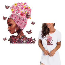 Load image into Gallery viewer, Cancer Awareness Pink Ribbon Design Trendy Iron-on Heat Transfer