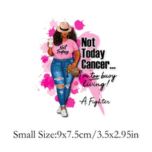 Load image into Gallery viewer, Not Today Cancer Awareness Pink Ribbon Design Trendy Iron-on Heat Transfer