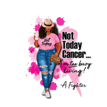 Load image into Gallery viewer, Not Today Cancer Awareness Pink Ribbon Design Trendy Canvas Tote Bag Customizable Iron-On Graphic