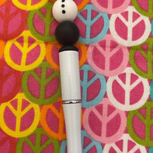 Load image into Gallery viewer, Beaded snowman bead with black Custom Handmade Beaded Pen